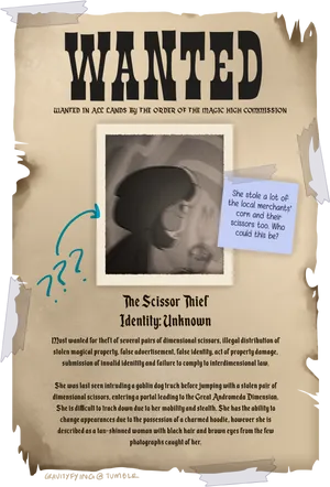 Fantasy Wanted Poster Scissor Thief PNG Image