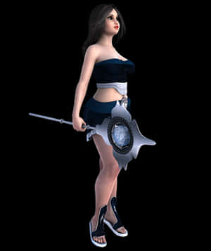 Fantasy Warrior Girlwith Swordand Shield PNG image with transparent background