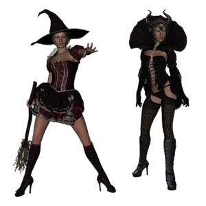 Fantasy Witchesin Costumes PNG Image