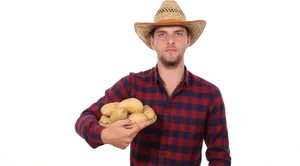 Farmer Holding Potatoes PNG Image