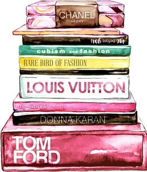 Fashion Designer Book Stack Watercolor PNG Image