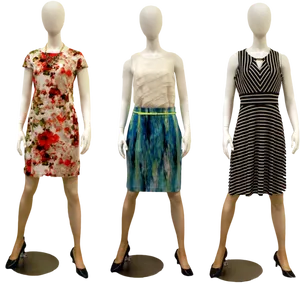 Fashion Mannequins Displaying Dresses PNG Image