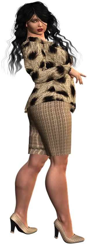 Fashion_ Model_in_ Textured_ Outfit PNG Image