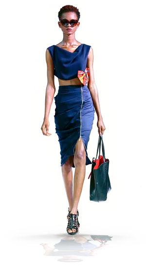 Fashion Model Runway Stride PNG Image