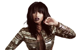 Fashionable Brunettewith Dark Lipstick PNG Image