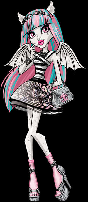 Fashionable Monster Girl Illustration PNG image with transparent background