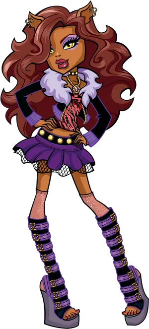 Fashionable Monster Girl Illustration.png PNG Image