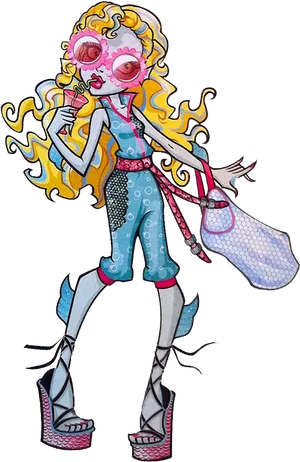 Fashionable Monster Girl Illustration.png PNG Image