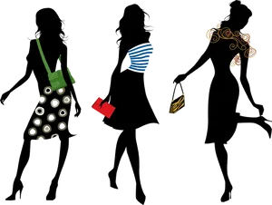 Fashionable Silhouetteswith Accessories PNG Image