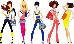 Fashionable Women Illustration PNG Image