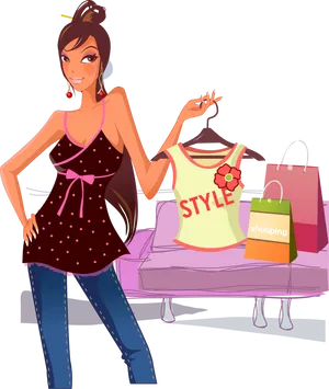Fashionista Shopping Spree PNG Image