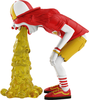 Fast Food Character Vomiting PNG image with transparent background