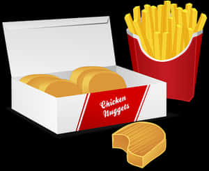 Fast Food Chicken Nuggetsand Fries PNG image with transparent background
