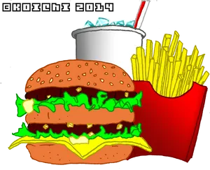 Fast Food Combo Illustration PNG Image