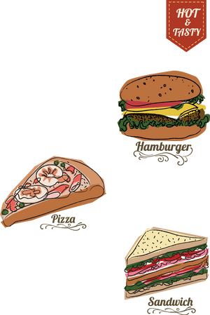Fast Food Favorites Illustration PNG image with transparent background