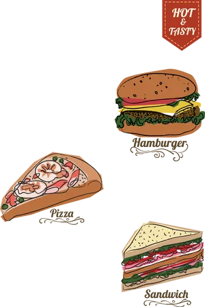 Fast Food Favorites Illustration PNG Image