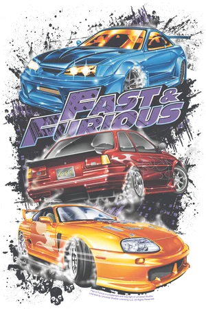 Fast Furious Iconic Cars Poster PNG Image