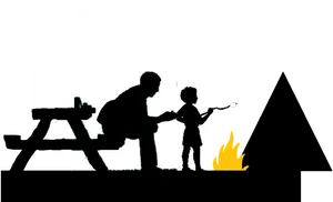 Father Child Camping Silhouette PNG Image