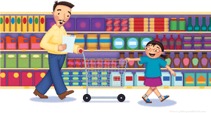 Father Daughter Shopping Trip PNG image with transparent background