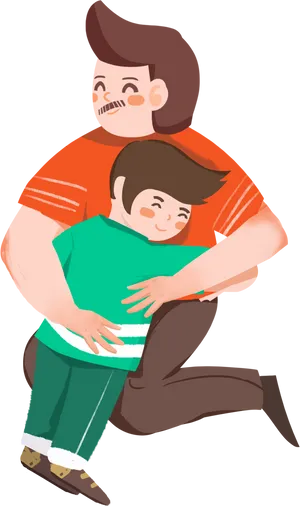 Father Son Embrace Illustration.png PNG Image