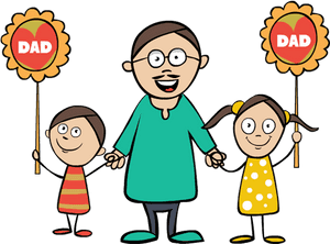 Fathers Day Celebration Cartoon Family PNG image with transparent background