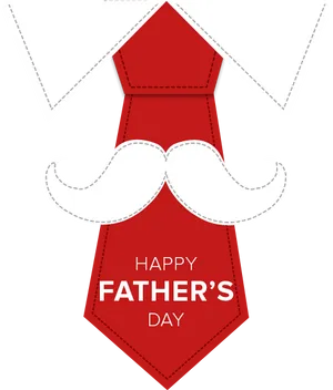 Fathers Day Red Tie Mustache Card PNG Image