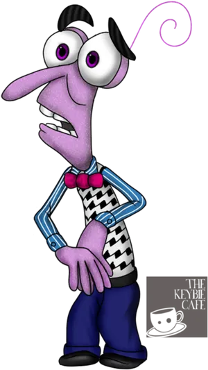 Fearful Purple Cartoon Character PNG Image