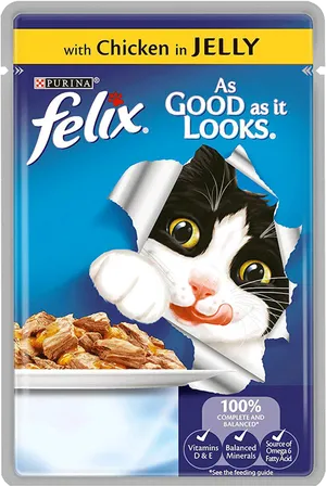 Felix Cat Food Chickenin Jelly Packaging PNG Image