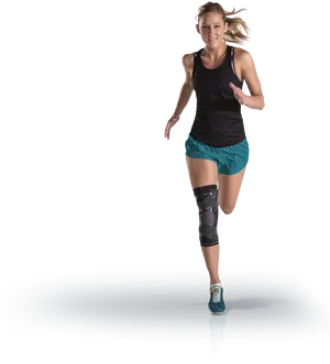 Female Athlete Running Prosthetic Leg PNG Image