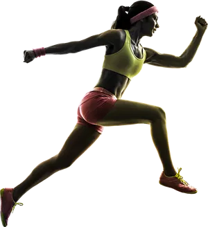 Female Athlete Sprinting Action PNG Image