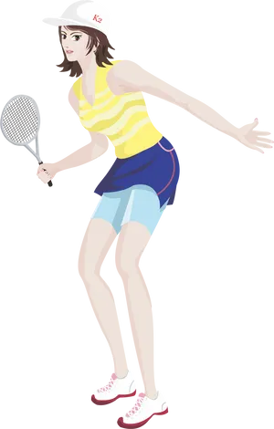 Female Badminton Player Action Pose PNG Image