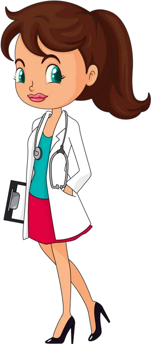 Female Doctor Cartoon Clipart PNG Image