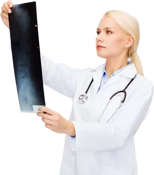 Female Doctor Examining Xray PNG Image