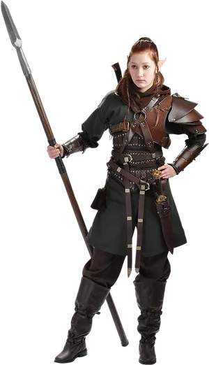 Female Elf Warrior Costume PNG Image