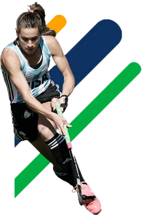 Female Field Hockey Player Action Shot PNG Image