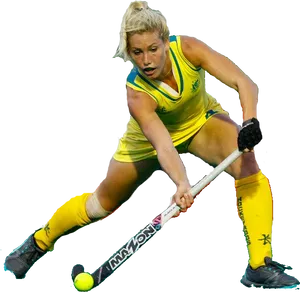 Female Hockey Player Action Shot PNG Image