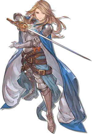 Female Knight With Sword And Cape PNG Image