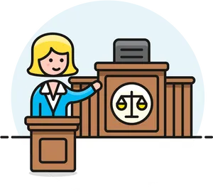 Female Lawyerin Courtroom Illustration PNG Image