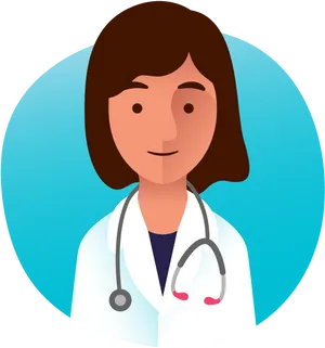 Female Physician Cartoon Portrait PNG Image