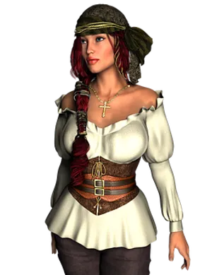 Female Pirate Character Portrait PNG Image