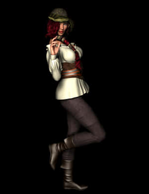 Female Pirate Character Pose PNG image with transparent background