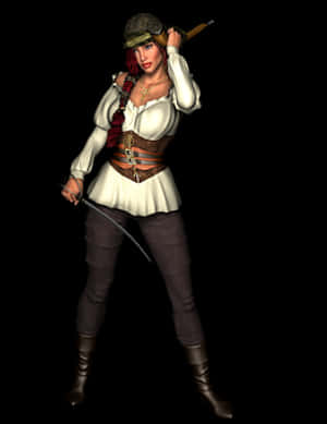 Female Pirate Character Pose PNG image with transparent background