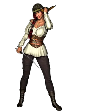 Female Pirate Character Pose PNG Image