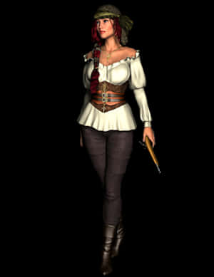 Female Pirate Character3 D Model PNG image with transparent background