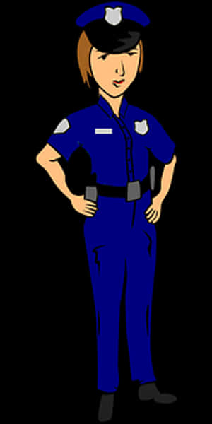 Female Police Officer Cartoon Illustration PNG image with transparent background
