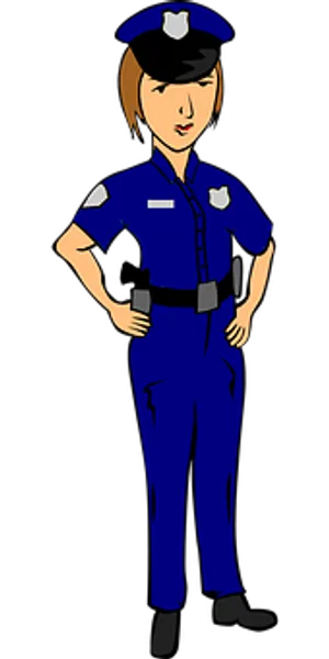 Female Police Officer Cartoon Illustration PNG Image