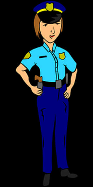 Female Police Officer Cartoon Illustration PNG image with transparent background
