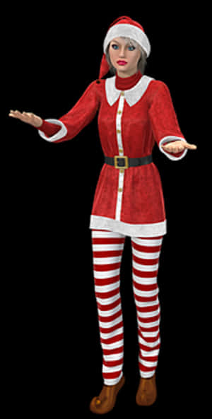 Female Santa Costume Pose PNG image with transparent background