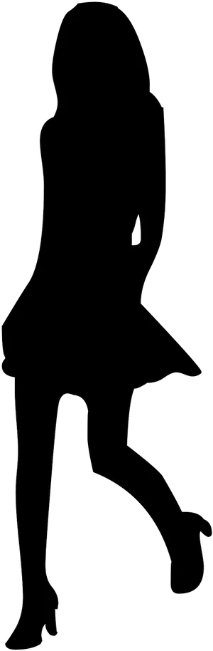 Female Silhouette Posing Elegantly PNG Image