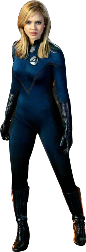 Female Superheroin Blue Suit PNG Image